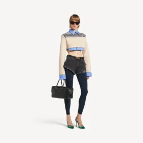 Maglione ibrido da donna in blu navy/bianco