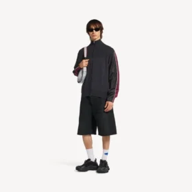 Maglione ibrido da uomo con zip in grigio scuro