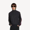 Maglione ibrido da uomo con zip in grigio scuro
