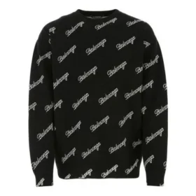 Maglione in maglia con logo script su tutta la superficie “Nero” 646493T41121070 Maglione in maglia con logo script su tutta la superficie “Nero” 646493T41121070