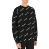 Maglione in maglia con logo script su tutta la superficie “Nero” 646493T41121070