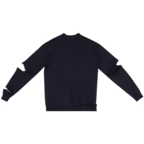 Maglione in maglia con scollo a V effetto consumato “Navy” 696091T16420414 Maglione in maglia con scollo a V effetto consumato “Navy” 696091T16420414