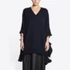 Maglione in maglia con scollo a V effetto consumato “Navy” 696091T16420414