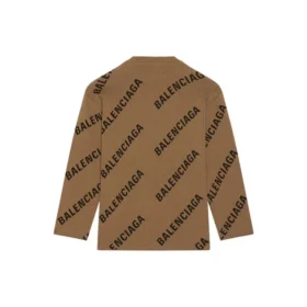 Maglione in maglia di lana a girocollo con logo su tutta la superficie “Marrone chiaro” 657401T32002900 Maglione in maglia di lana a girocollo con logo su tutta la superficie “Marrone chiaro” 657401T32002900