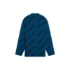 Maglione in maglia di lana con collo rotondo e logo su tutta la superficie “Petrol Blue” 657400T15672470