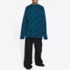Maglione in maglia di lana con collo rotondo e logo su tutta la superficie “Petrol Blue” 657400T15672470