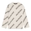Maglione in maglia di lana con collo rotondo e logo su tutta la superficie “White” 657401T32009054