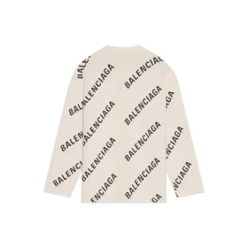 Maglione in maglia di lana con collo rotondo e logo su tutta la superficie “White” 657401T32009054 Maglione in maglia di lana con collo rotondo e logo su tutta la superficie “White” 657401T32009054