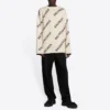 Maglione in maglia di lana con collo rotondo e logo su tutta la superficie “White” 657401T32009054