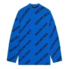 Maglione in maglia di lana con logo su tutta la superficie, girocollo “Blue” 657400T15673964