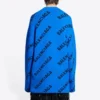 Maglione in maglia di lana con logo su tutta la superficie, girocollo “Blue” 657400T15673964