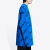 Maglione in maglia di lana con logo su tutta la superficie, girocollo “Blue” 657400T15673964