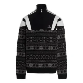 Maglione in maglia jacquard Sporty B Half Zip Track Mix “Black Grey” 675289T16171240
