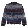 Maglione in misto lana con motivo Fair Isle effetto consumato “Blue” 662518T16028088