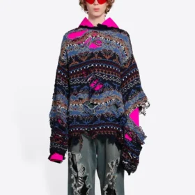 Maglione in misto lana con motivo Fair Isle effetto consumato “Blue” 662518T16028088