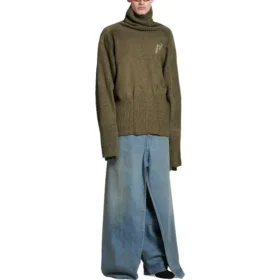 Maglione realizzato con calze riciclate “Dark Green” 768686T71932525 Maglione realizzato con calze riciclate “Dark Green” 768686T71932525