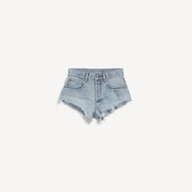 Mini shorts da donna in blu chiaro sbiancato