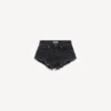 Mini shorts da donna in denim blu navy/nero sovratinto