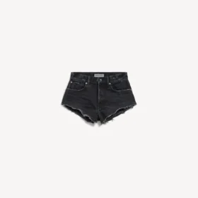Mini shorts da donna in denim blu navy/nero sovratinto