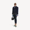 Mini shorts da donna in denim blu navy/nero sovratinto