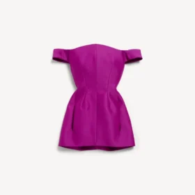 Minivestito da donna con spalle scoperte, colore viola