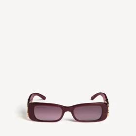 Occhiali da sole rettangolari Dynasty da donna in bordeaux scuro