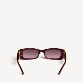 Occhiali da sole rettangolari Dynasty da donna in bordeaux scuro