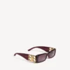 Occhiali da sole rettangolari Dynasty da donna in bordeaux scuro Occhiali da sole rettangolari Dynasty da donna in bordeaux scuro