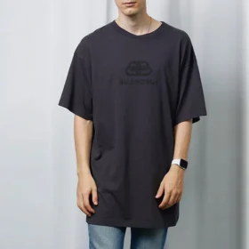 Oversized interlock washed T-shirt with BB print in navy black 583214TFV658060
