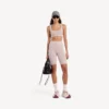 Pantaloncini da ciclismo da donna senza cuciture in stile techwear, color nude