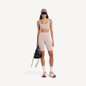 Pantaloncini da ciclismo da donna senza cuciture in stile techwear, color nude