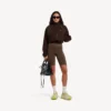 Pantaloncini da ciclismo da donna senza cuciture in stile techwear, colore moka