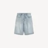 Pantaloncini da uomo in Denim “stay press” in blu chiaro sbiancato