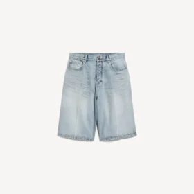 Pantaloncini da uomo in Denim “stay press” in blu chiaro sbiancato