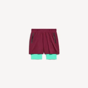 Pantaloncini techwear da uomo in bordeaux/acquamarina