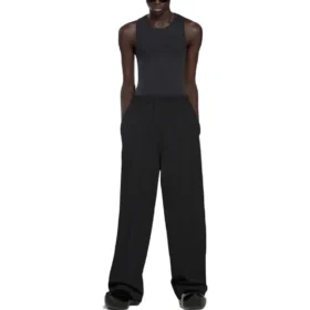 Pantaloni a gamba dritta con elastico in vita “Black” 743903TNT391000