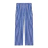 Pantaloni a gamba larga in popeline di cotone a righe “Blue” 583438TJM214800