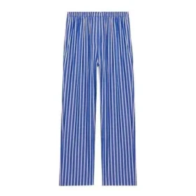 Pantaloni a gamba larga in popeline di cotone a righe “Blue” 583438TJM214800