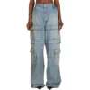 Pantaloni Cargo in Denim 2Way con cerniera 24SS “Blue” 773759TPW534868