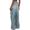 Pantaloni Cargo in Denim 2Way con cerniera 24SS “Blue” 773759TPW534868
