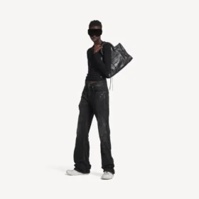 Pantaloni da città a gamba dritta da donna in nero