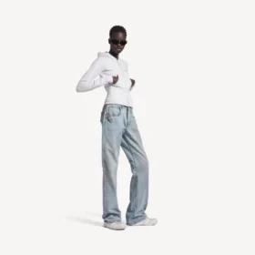 Pantaloni da città da donna a vestibilità dritta in azzurro Pantaloni da città da donna a vestibilità dritta in azzurro