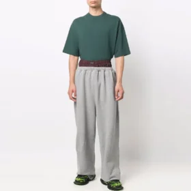 Pantaloni della tuta con doppia cintura Trompe L’oeil “Rosso Grigio” 662627TKM366100