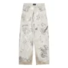 Pantaloni larghi con graffiti “Grigio” 745223TBP475411
