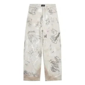 Pantaloni larghi con graffiti “Grigio” 745223TBP475411