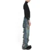 Pantaloni larghi super strappati “Light Blue” 745248TNW014012