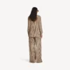Pantaloni pigiama da donna con monogramma in beige/nero