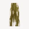 Pantaloni pigiama da donna in twill di seta con stampa “brush scratch” color kaki Pantaloni pigiama da donna in twill di seta con stampa “brush scratch” color kaki