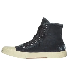 Paris High Top Sneakers “Cotone nero strappato e gomma bianca” 688752W3RC11090