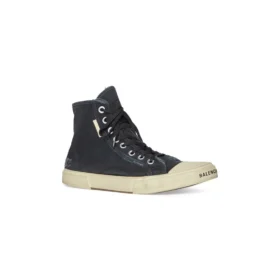 Paris High Top Sneakers “Cotone nero strappato e gomma bianca” 688752W3RC11090